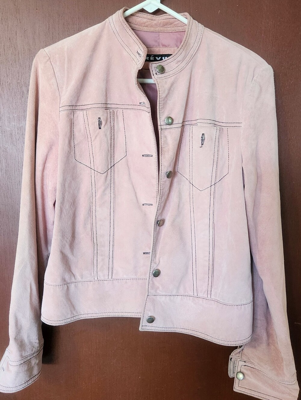 Vintage Pink Suede Leather Moto Jacket